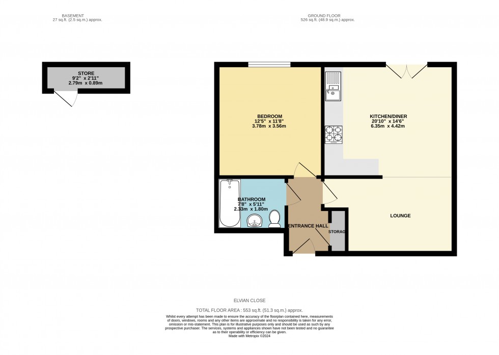 Floorplan for Elvian Close, Reading, Berkshire