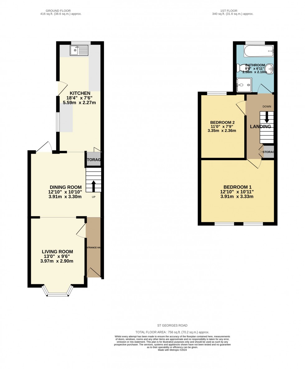 Floorplan for St Georges Road, Reading, Berkshire